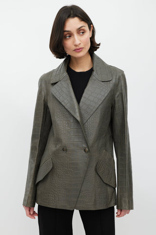 Alexander Wang Grey Leather Embossed Blazer