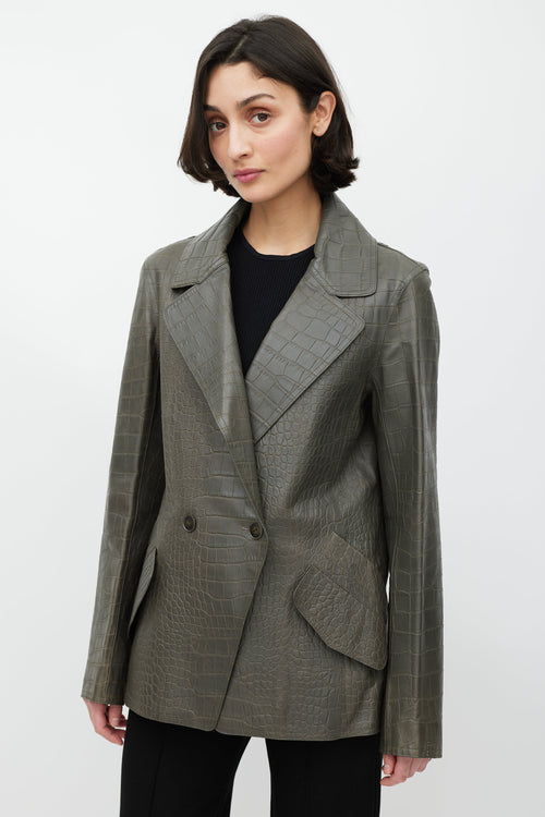 Alexander Wang Grey Leather Embossed Blazer