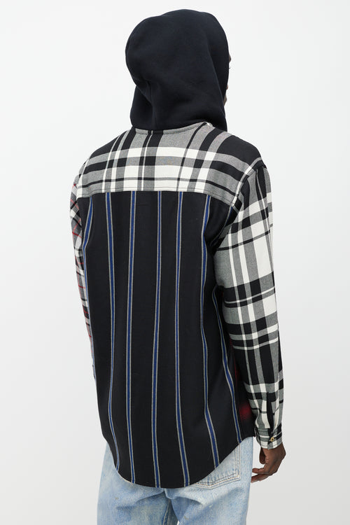 Alexander Wang Grey 
Multicolour Wool Plaid Hooded Shirt