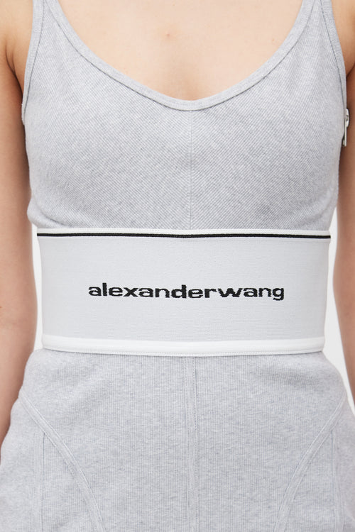 Alexander Wang Grey Ribbed Logo Elastic Dress