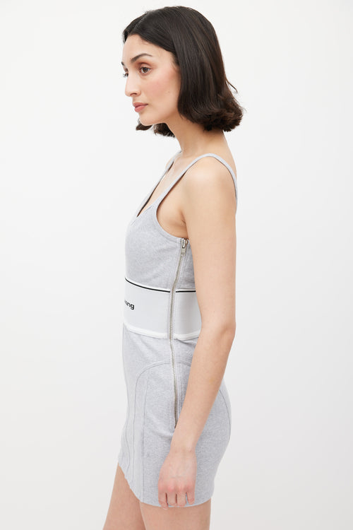 Alexander Wang Grey Ribbed Logo Elastic Dress