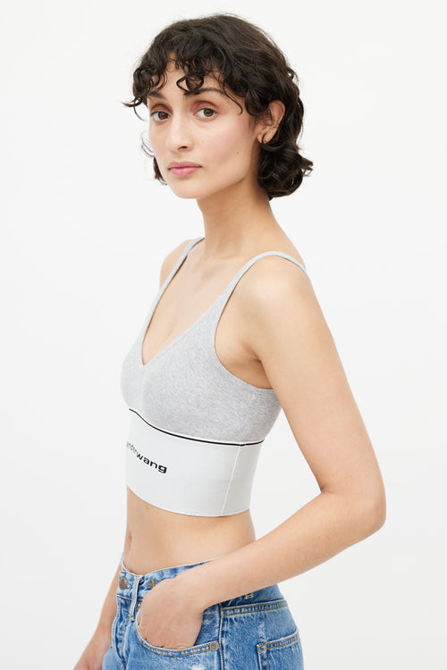 Alexander Wang Grey Ribbed Logo Top