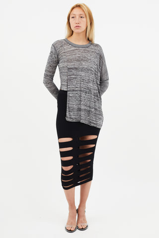 Alexander Wang Grey Slub Asymmetrical Knit Top