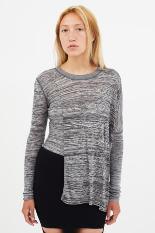 Alexander Wang Grey Slub Asymmetrical Knit Top