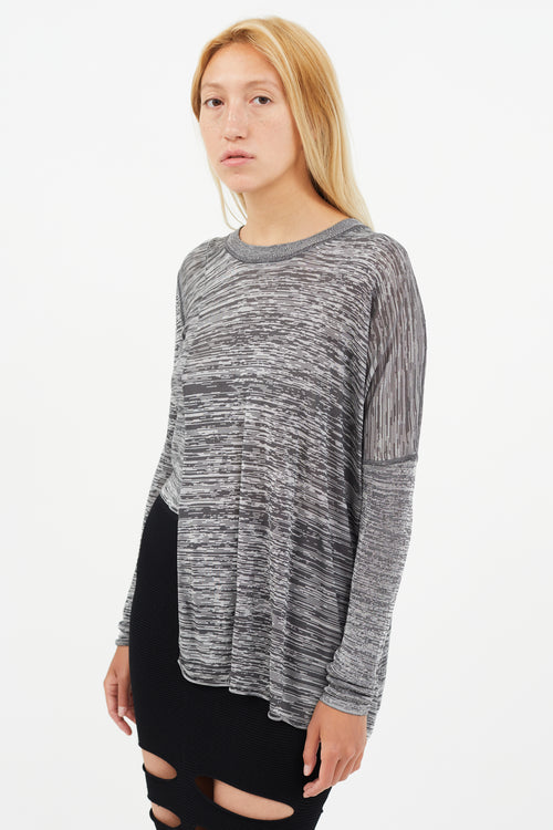 Alexander Wang Grey Slub Asymmetrical Knit Top