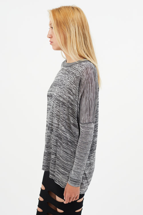 Alexander Wang Grey Slub Asymmetrical Knit Top