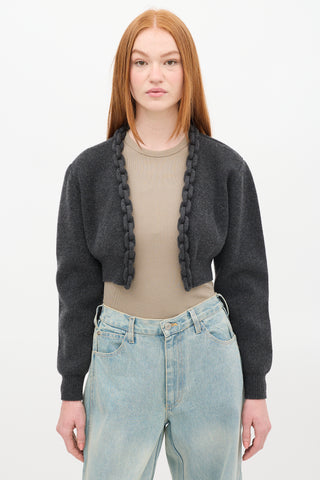 Alexander Wang Grey Wool Knit Chain Link Cardigan