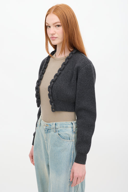 Alexander Wang Grey Wool Knit Chain Link Cardigan