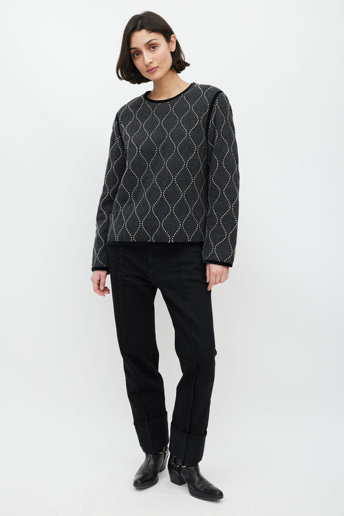 Alexander Wang Grey Wool Studded  Sweater