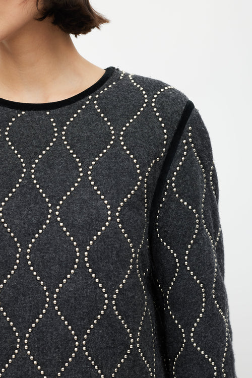 Alexander Wang Grey Wool Studded  Sweater