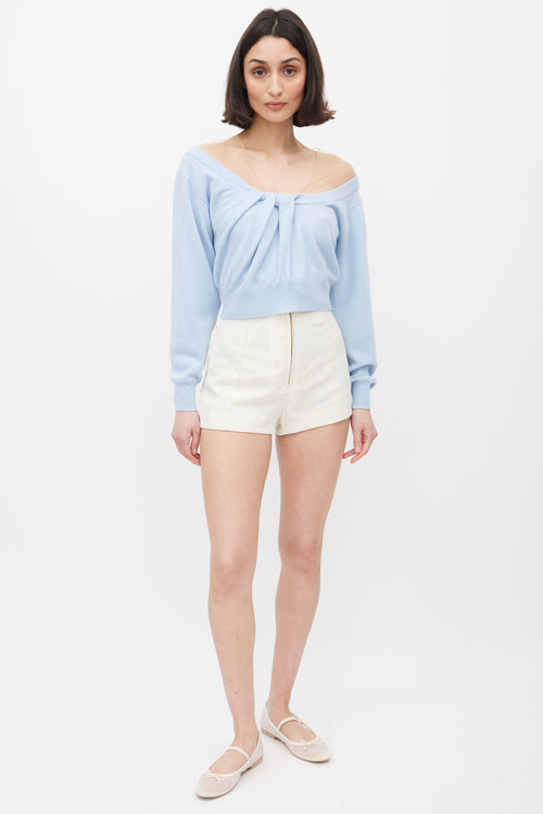 Alexander Wang Light Blue Wool Illusion Tulle Yoke Sweater