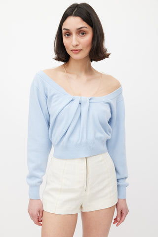 Alexander Wang Light Blue Wool Illusion Tulle Yoke Sweater