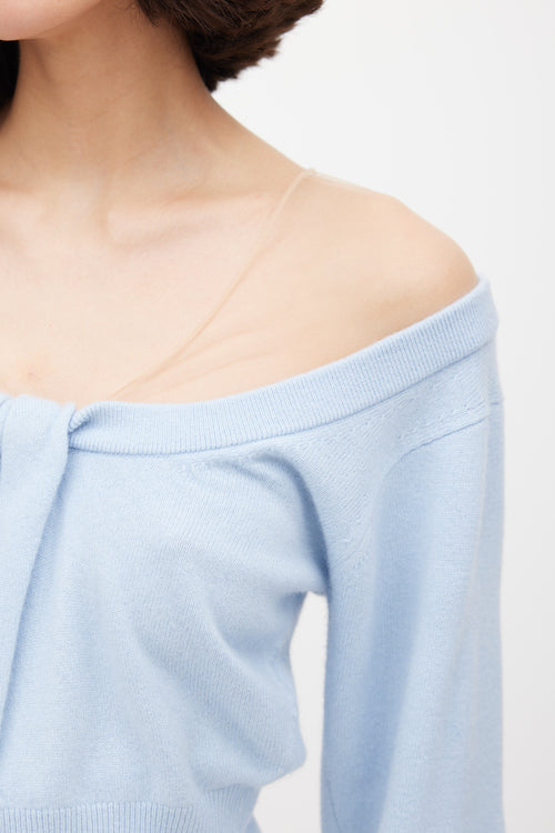 Alexander Wang Light Blue Wool Illusion Tulle Yoke Sweater