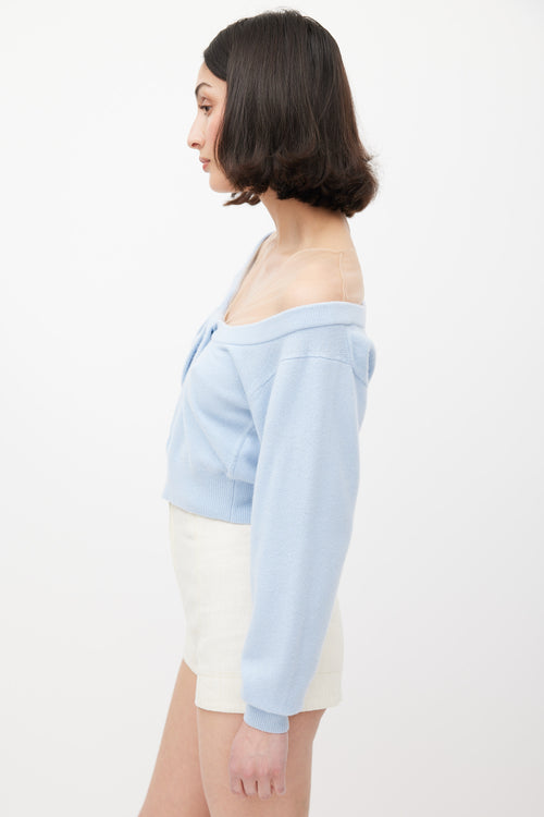 Alexander Wang Light Blue Wool Illusion Tulle Yoke Sweater