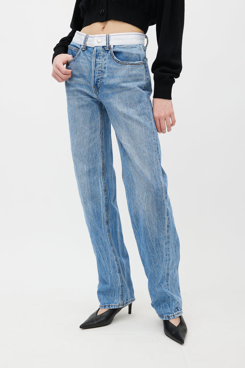 Alexander Wang Light Wash Logo Web Jeans