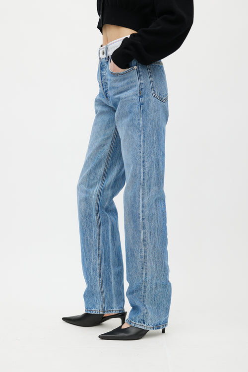 Alexander Wang Light Wash Logo Web Jeans