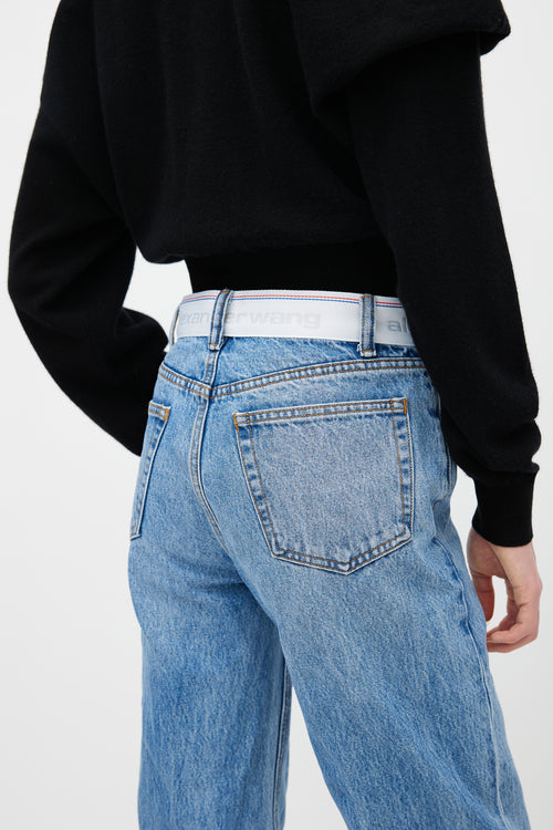 Alexander Wang Light Wash Logo Web Jeans