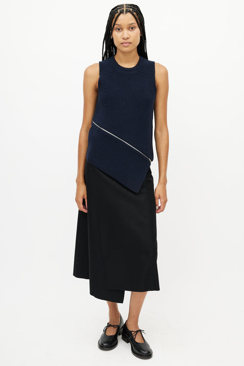 Alexander Wang Navy Knit Zipped Top