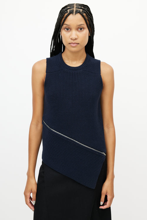 Alexander Wang Navy Knit Zipped Top