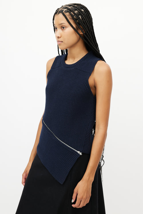 Alexander Wang Navy Knit Zipped Top