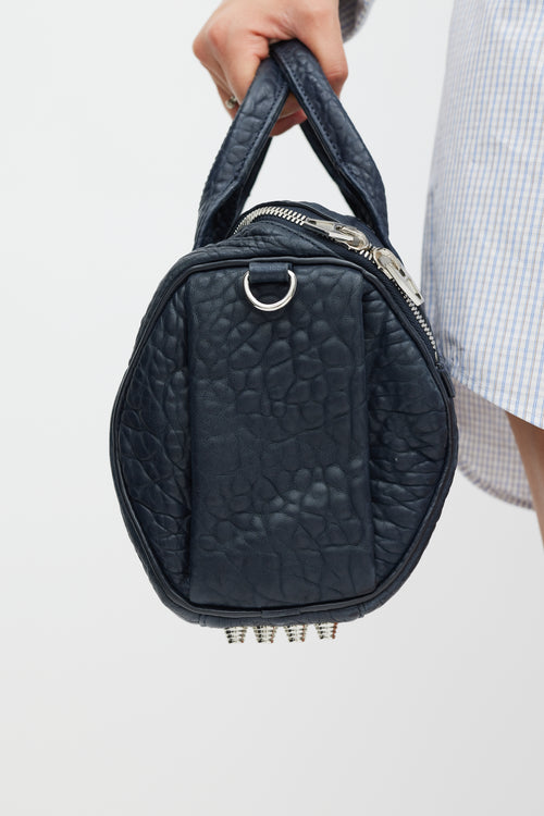 Alexander Wang Navy 
Silver Leather Rocco Studded Bag