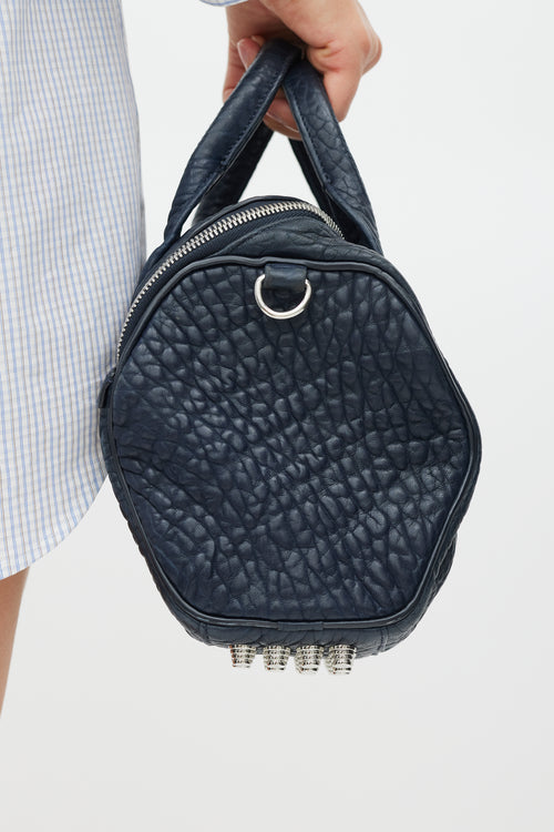 Alexander Wang Navy 
Silver Leather Rocco Studded Bag