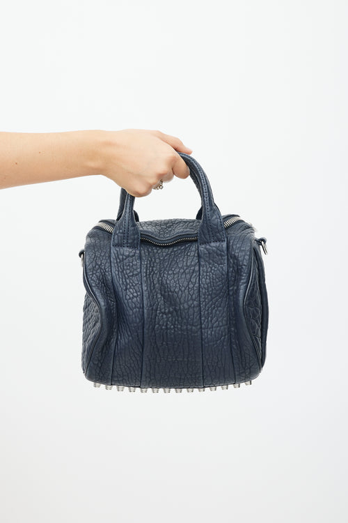 Alexander Wang Navy 
Silver Leather Rocco Studded Bag