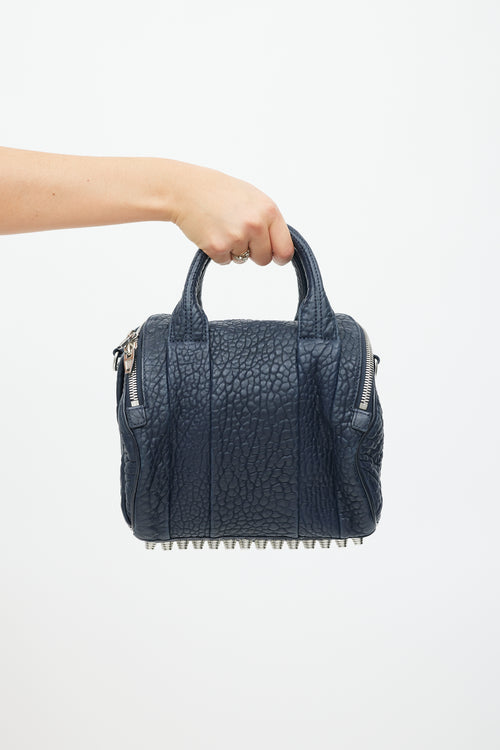 Alexander Wang Navy 
Silver Leather Rocco Studded Bag