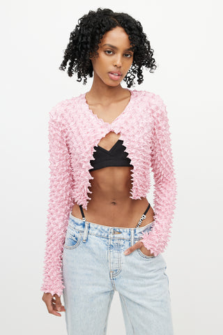 Alexander Wang Pink Garment Pleated Cropped Cardigan