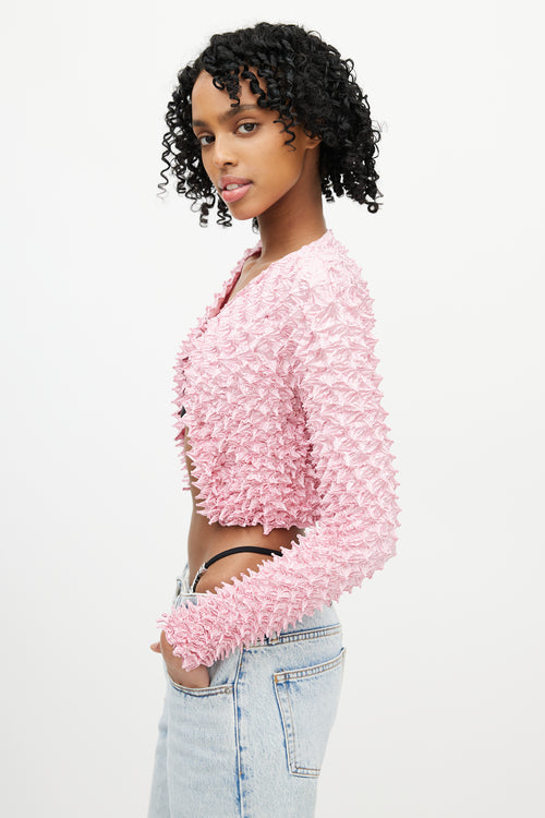 Alexander Wang Pink Garment Pleated Cropped Cardigan