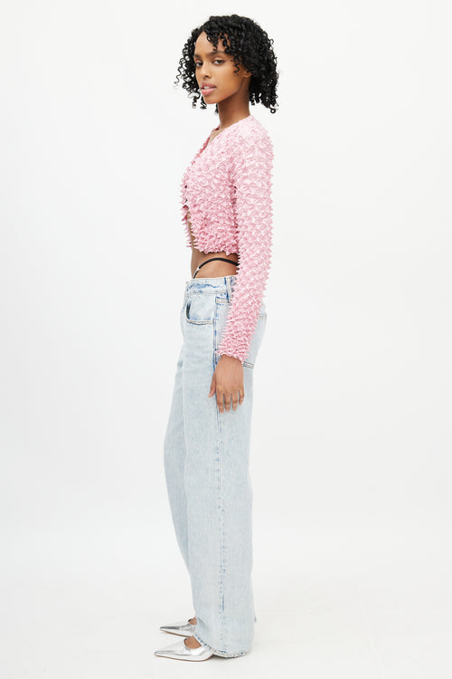 Alexander Wang Pink Garment Pleated Cropped Cardigan