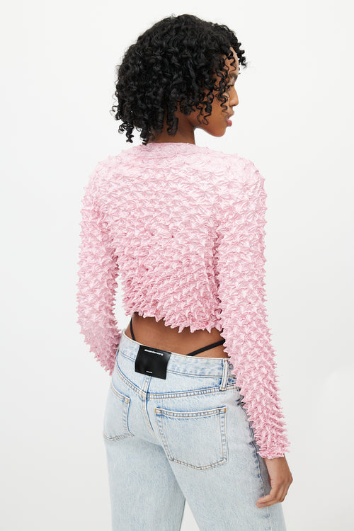 Alexander Wang Pink Garment Pleated Cropped Cardigan