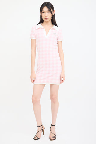 Alexander Wang Pink 
White Terry Gingham Dress