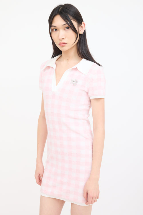 Alexander Wang Pink 
White Terry Gingham Dress