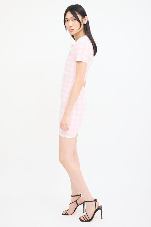 Alexander Wang Pink 
White Terry Gingham Dress