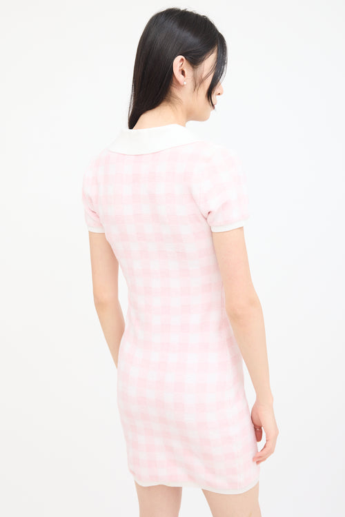 Alexander Wang Pink 
White Terry Gingham Dress