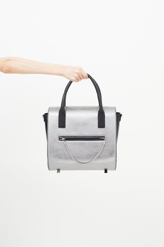 Alexander Wang Silver 
Black Leather Chastity Crossbody Bag