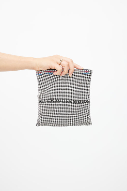 Alexander Wang Silver Crystal Logo Clutch