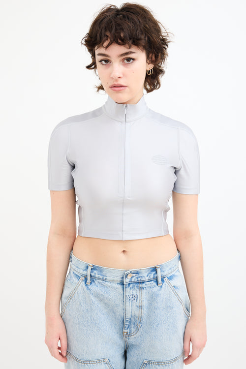 Alexander Wang Silver Zip Rashguard Top