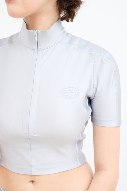 Alexander Wang Silver Zip Rashguard Top