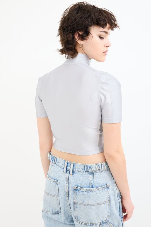 Alexander Wang Silver Zip Rashguard Top