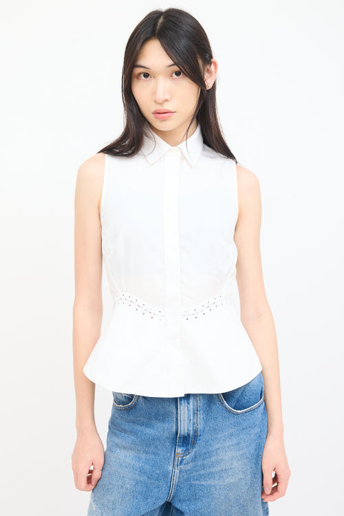 Alexander Wang White Sleeveless Lace Up Shirt