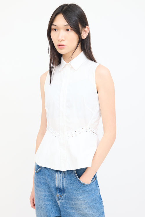 Alexander Wang White Sleeveless Lace Up Shirt