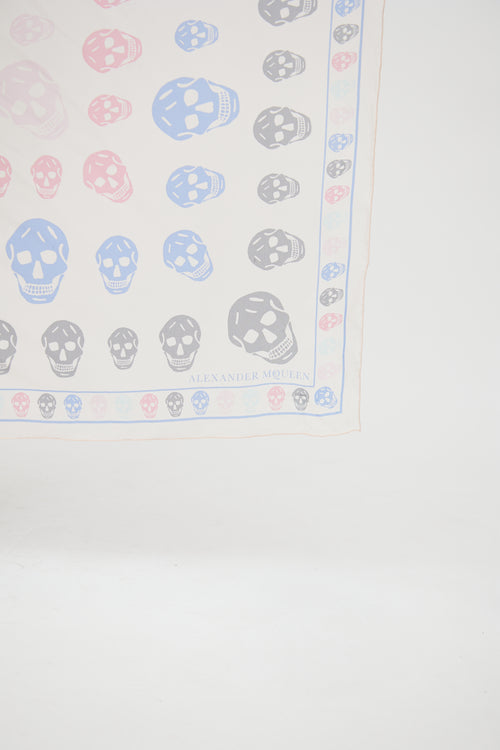 Alexander McQueen Cream Multi Colour Skull Scarf