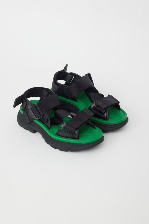 Alexander McQueen Black 
Green Tread Platform Sandal