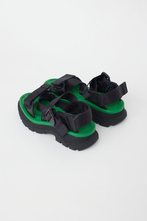 Alexander McQueen Black 
Green Tread Platform Sandal