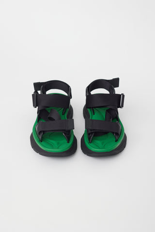 Alexander McQueen Black 
Green Tread Platform Sandal