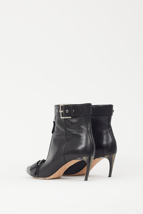 Alexander McQueen Black Leather Buckle Strap Boot