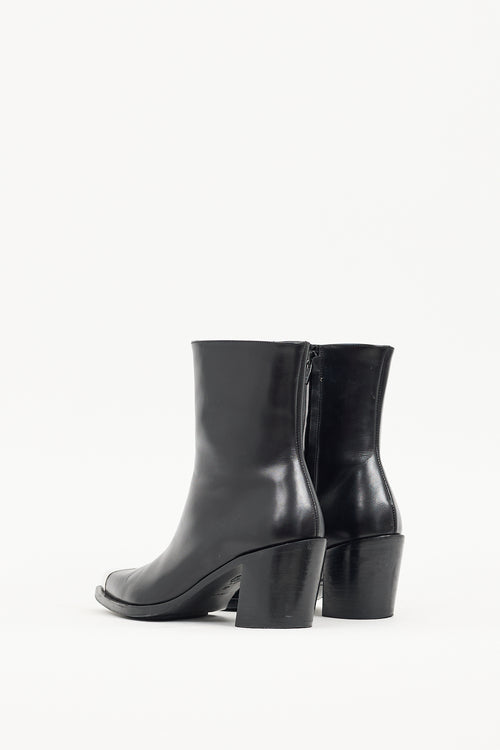 Alexander McQueen Black Leather Toe Cap Boot