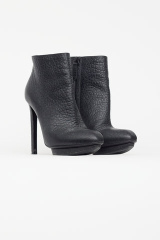 Alexander McQueen Black Pebbled Leather Stiletto Boot